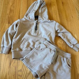 Little Bipsy Tan Hoodie and Shorts Set